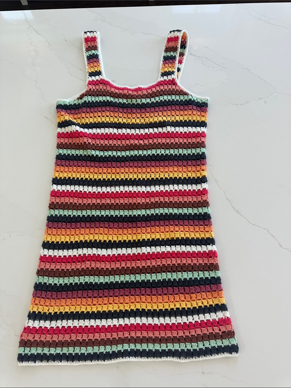 Marine Layer Striped Crochet dress or  coverup Red, Yellow, Green, Navy, White